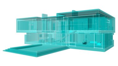 Modern mimari binası 3d illüstrasyon tasarımı