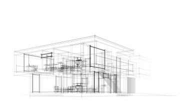 Modern mimari binası 3d illüstrasyon tasarımı