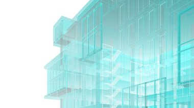 Modern mimari binası 3d illüstrasyon tasarımı