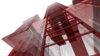 Modern mimari binası 3d illüstrasyon tasarımı