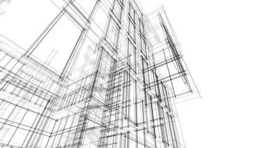 Modern mimari binası 3d illüstrasyon tasarımı