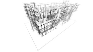 Modern mimari binası 3d illüstrasyon tasarımı