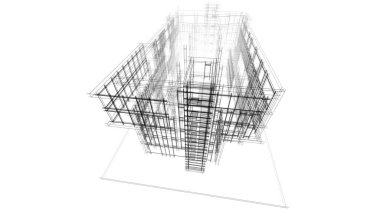 Modern mimari binası 3d illüstrasyon tasarımı