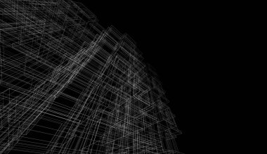 Modern mimari binası 3d illüstrasyon tasarımı