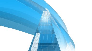 Modern mimari binası 3d illüstrasyon tasarımı