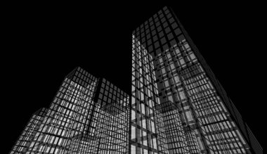 Modern mimari binası 3d illüstrasyon tasarımı