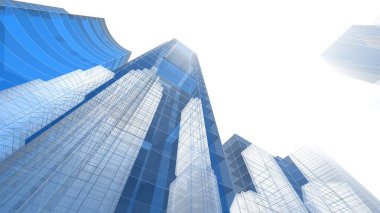 Modern mimari binası 3d illüstrasyon tasarımı