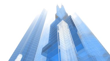 Modern mimari binası 3d illüstrasyon tasarımı