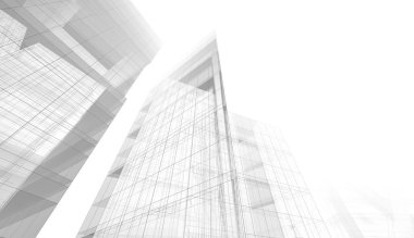 Modern mimari binası 3d illüstrasyon tasarımı