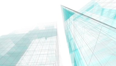 Modern mimari binası 3d illüstrasyon tasarımı