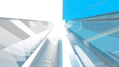 Modern mimari binası 3d illüstrasyon tasarımı
