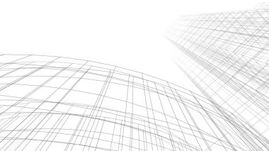 Modern mimari binası 3d illüstrasyon tasarımı