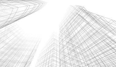 Modern mimari binası 3d illüstrasyon tasarımı