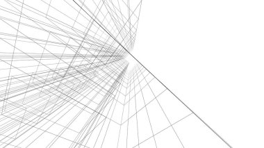 Modern mimari binası 3d illüstrasyon tasarımı