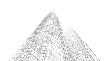 Modern mimari binası 3d illüstrasyon tasarımı