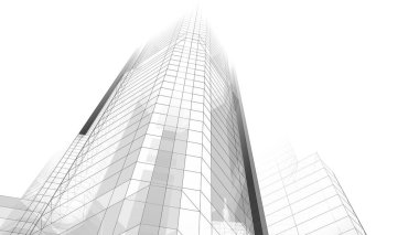 Modern mimari binası 3d illüstrasyon tasarımı