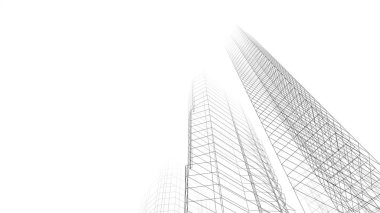 Modern mimari binası 3d illüstrasyon tasarımı