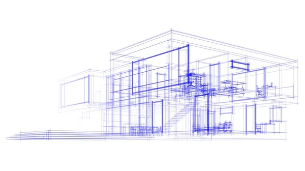 現代建築の建物3Dイラストデザイン — ストック写真