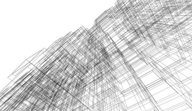 Soyut mimari arka plan 3d vektör illüstrasyonu