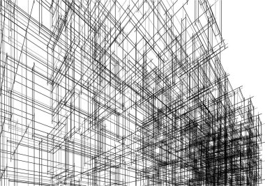 Soyut mimari arka plan 3d vektör illüstrasyonu