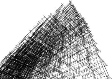 Soyut mimari arka plan 3d vektör illüstrasyonu