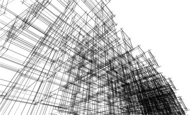 Soyut mimari arka plan 3d vektör illüstrasyonu