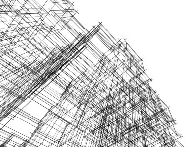 Soyut mimari arka plan 3d vektör illüstrasyonu