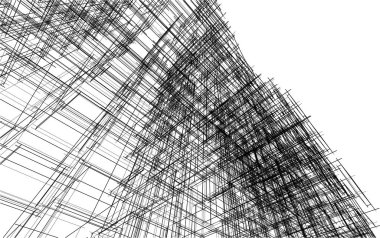 Soyut mimari arka plan 3d vektör illüstrasyonu