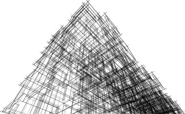 Soyut mimari arka plan 3d vektör illüstrasyonu