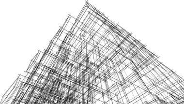 Soyut mimari arka plan 3d vektör illüstrasyonu