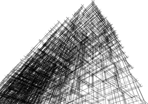 Soyut mimari arka plan 3d vektör illüstrasyonu