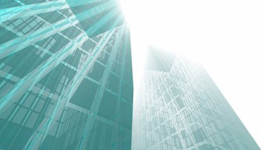 Modern mimari binası 3d illüstrasyon tasarımı