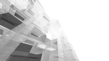 Modern mimari binası 3d illüstrasyon tasarımı