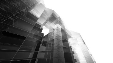 Modern mimari binası 3d illüstrasyon tasarımı