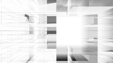 Modern mimari binası 3d illüstrasyon tasarımı