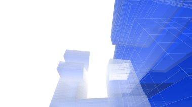 Gelecek perspektifi, soyut mimari duvar kağıdı tasarımı, dijital konsept arkaplan