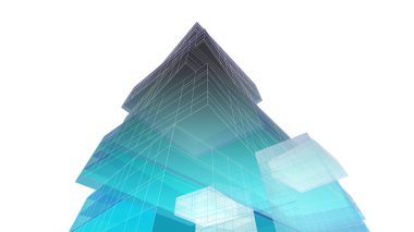 Gelecek perspektifi, soyut mimari duvar kağıdı tasarımı, dijital konsept arkaplan