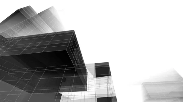 Perspectiva Futurista Diseño Abstracto Papel Pintado Arquitectónico Fondo Concepto Digital — Foto de Stock