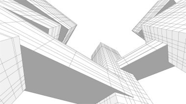 soyut mimari duvar kağıdı gökdelen tasarımı, dijital konsept arkaplan