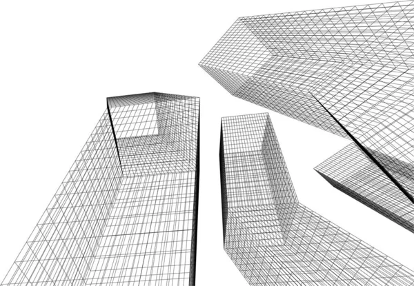 Abstrakcyjny Projekt Tapety Architektonicznej Drapacz Chmur Cyfrowe Tło Koncepcyjne — Wektor stockowy