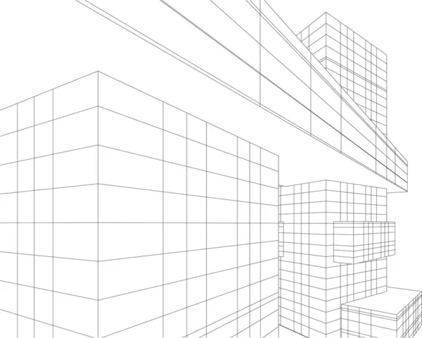 Elvont Építészeti Tapéta Felhőkarcoló Design Digitális Koncepció Háttér — Stock Vector