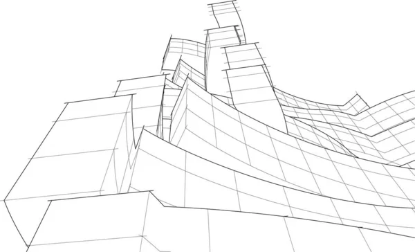 Futurystyczna Perspektywa Abstrakcyjny Projekt Tapety Architektonicznej Cyfrowe Tło Koncepcyjne — Wektor stockowy