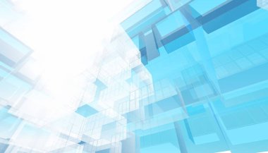 Modern geometrik mimari tasarım, 3D tasarım, gayrimenkul planı, mimari sanat, taslak çizimi.