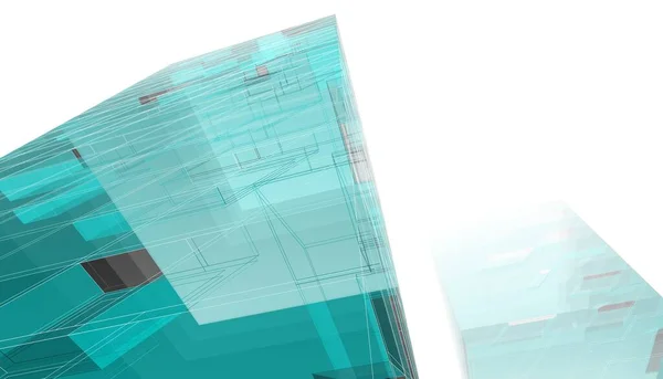 Modern Geometrisch Architectuur Ontwerp Rendering Landgoed Blauwdruk Architectonische Kunst Schets — Stockfoto