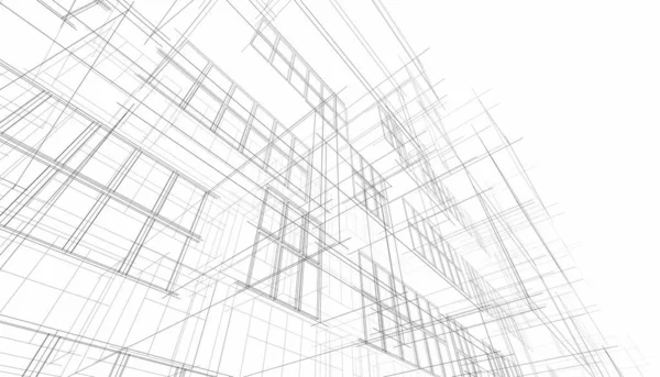 Modern Geometrik Mimari Tasarım Tasarım Gayrimenkul Planı Mimari Sanat Taslak — Stok fotoğraf