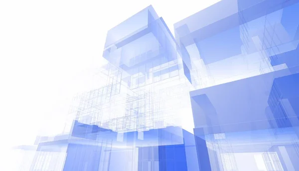 Moderne Geometrisk Arkitektur Design Rendering Ejendom Blueprint Arkitektonisk Kunst Skitse - Stock-foto