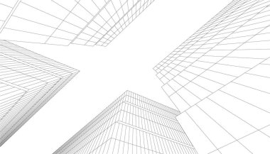 soyut mimari duvar kağıdı gökdelen tasarımı, dijital konsept arkaplan