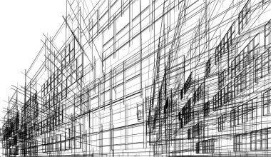 soyut mimari duvar kağıdı gökdelen tasarımı, dijital konsept arkaplan