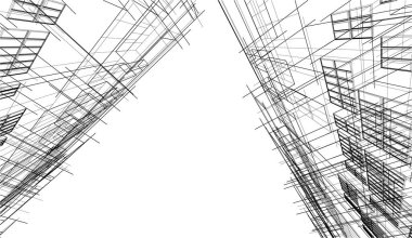 soyut mimari duvar kağıdı gökdelen tasarımı, dijital konsept arkaplan