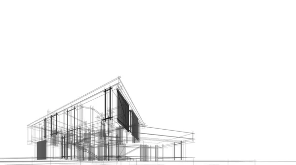 Nowoczesny Projekt Architektury Geometrycznej Renderowanie Projekt Nieruchomości Sztuka Architektoniczna Ilustracja — Zdjęcie stockowe